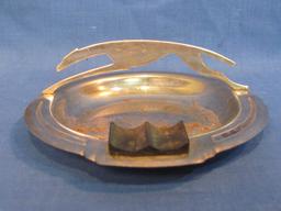 Silvertone Metal Ashtray with Greyhound Across the Top – 5 1/4” in diameter