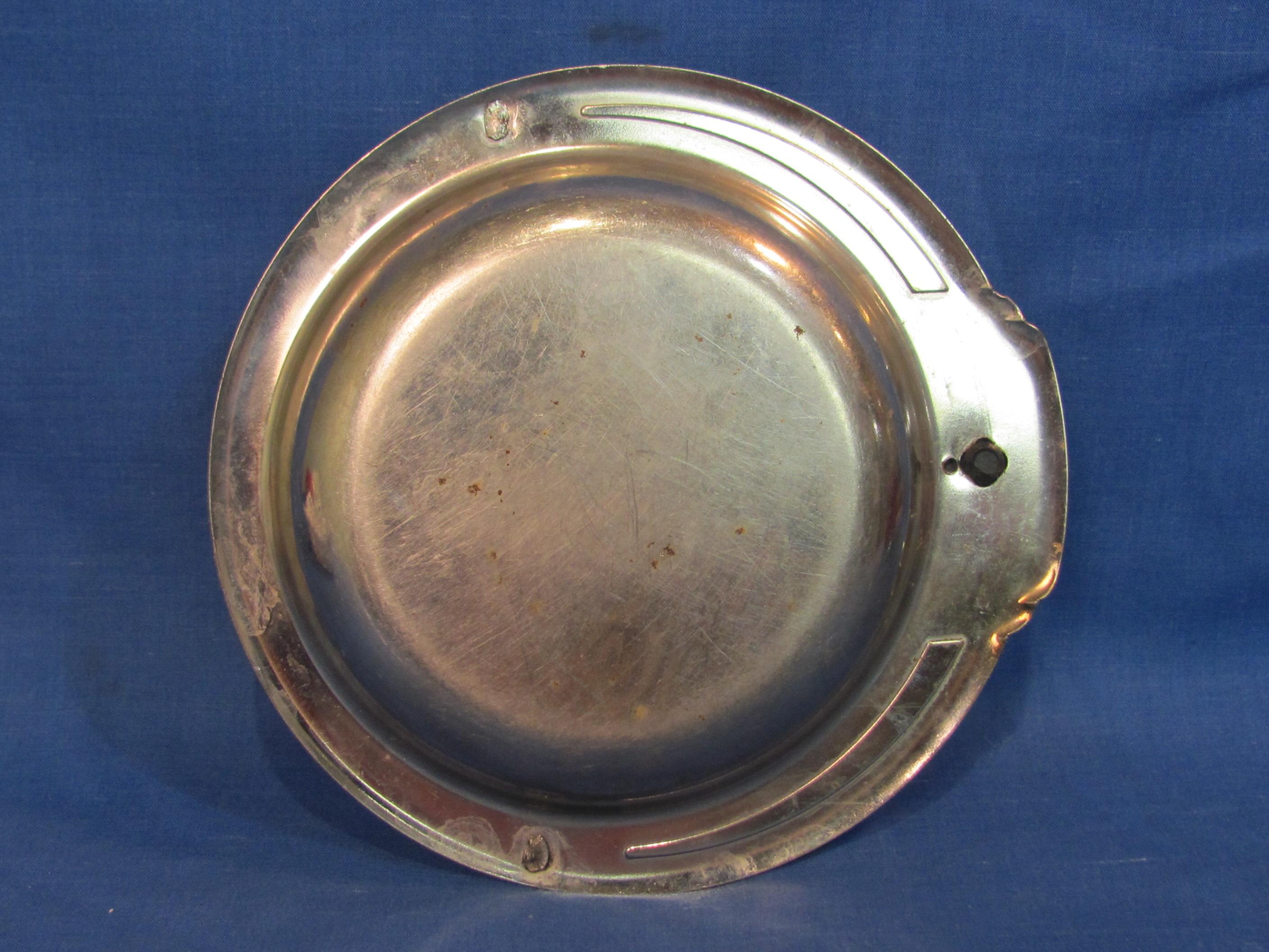 Silvertone Metal Ashtray with Greyhound Across the Top – 5 1/4” in diameter