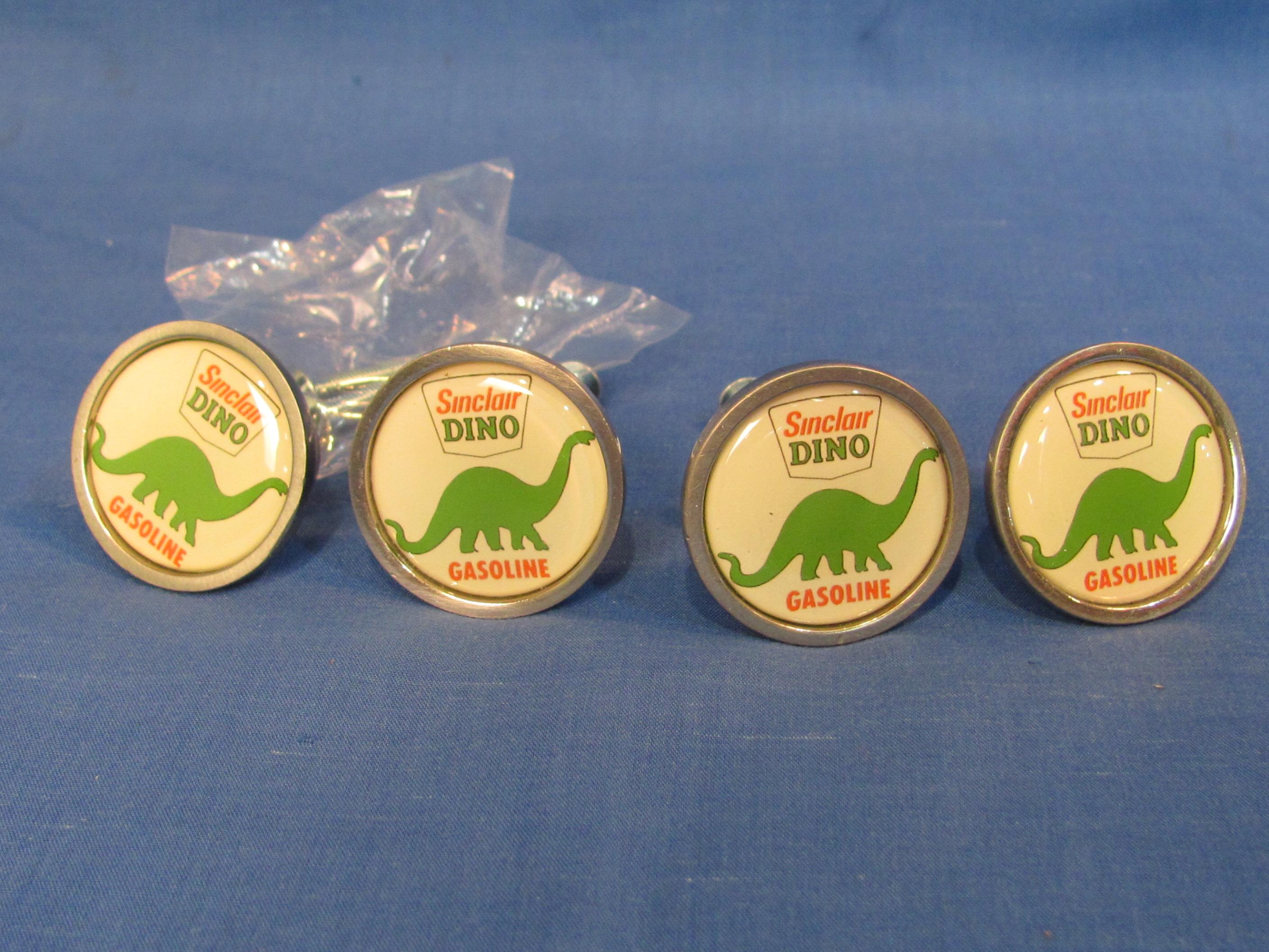 Set of 4 Drawer Pulls “Sinclair Dino Gasoline” Backs look like Brushed Nickle