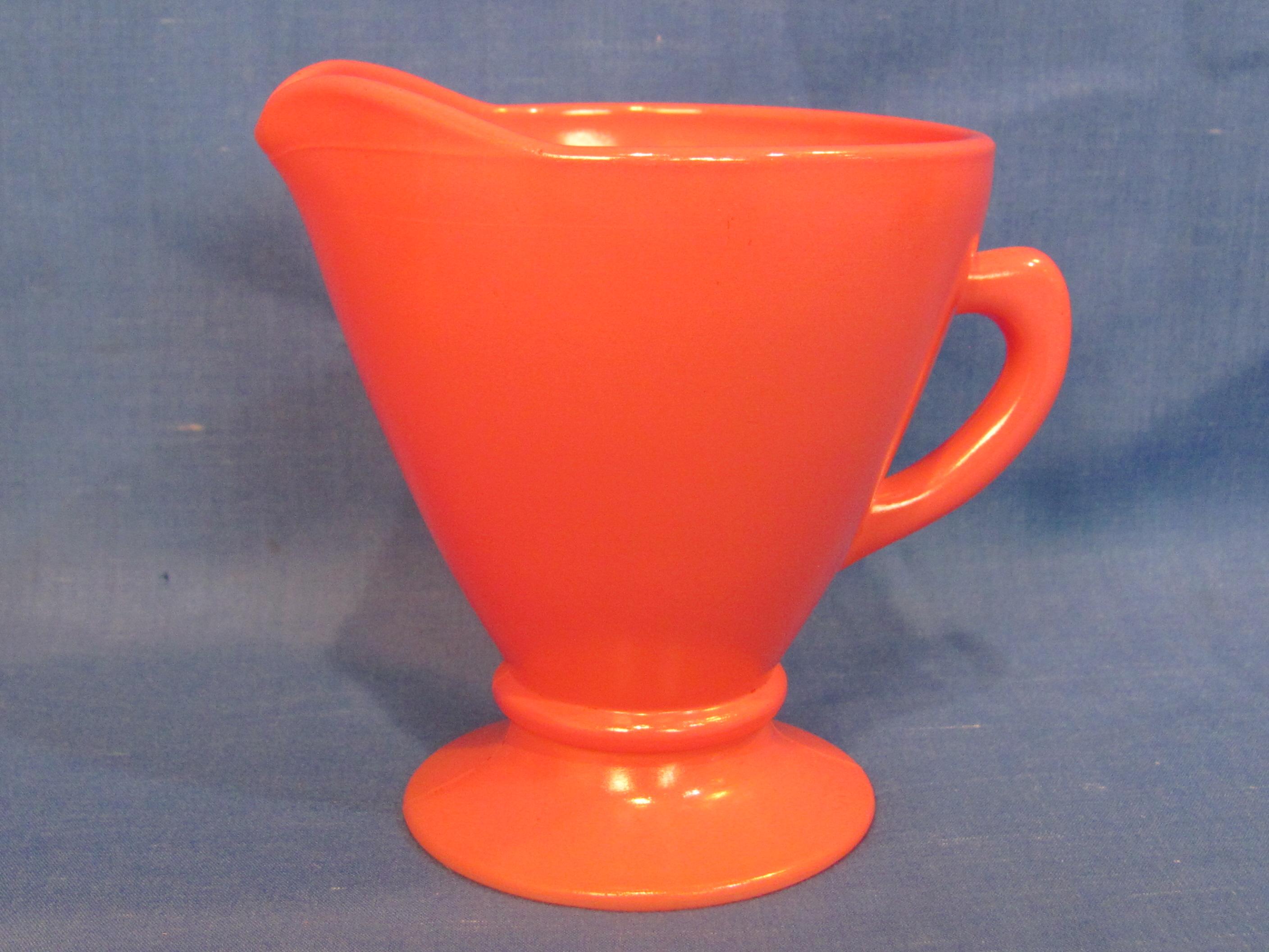 Vintage Hazel-Atlas Creamer & Open Sugar – Moderntone? Deep Pink – 3 1/2” tall