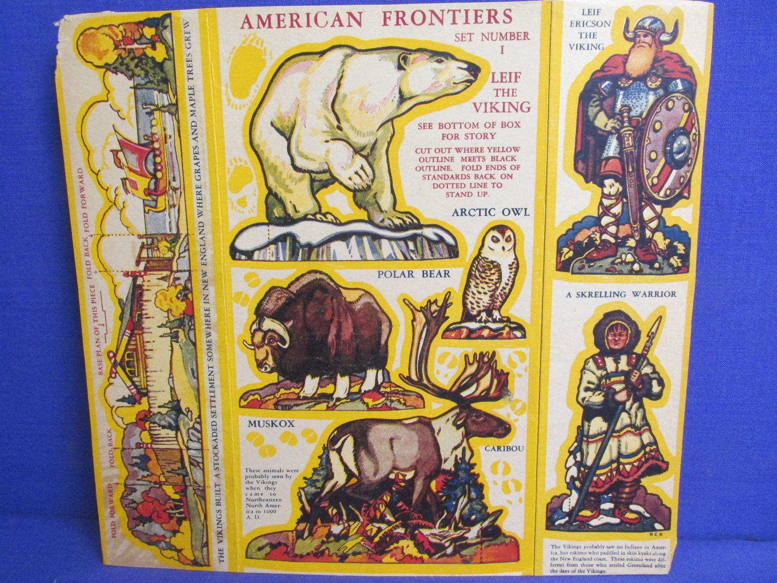 Quaker Puffed Wheat (1930's) Cereal Box cut-outs “American Frontiers” #1 & #2