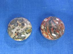 Set of 5 Button Covers with Polished Stones – Jasper? 17MM  in diameter