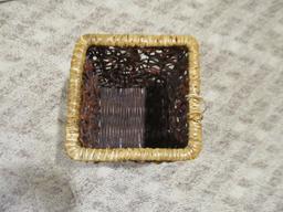 Wicker basket or plant pot cover; dark color