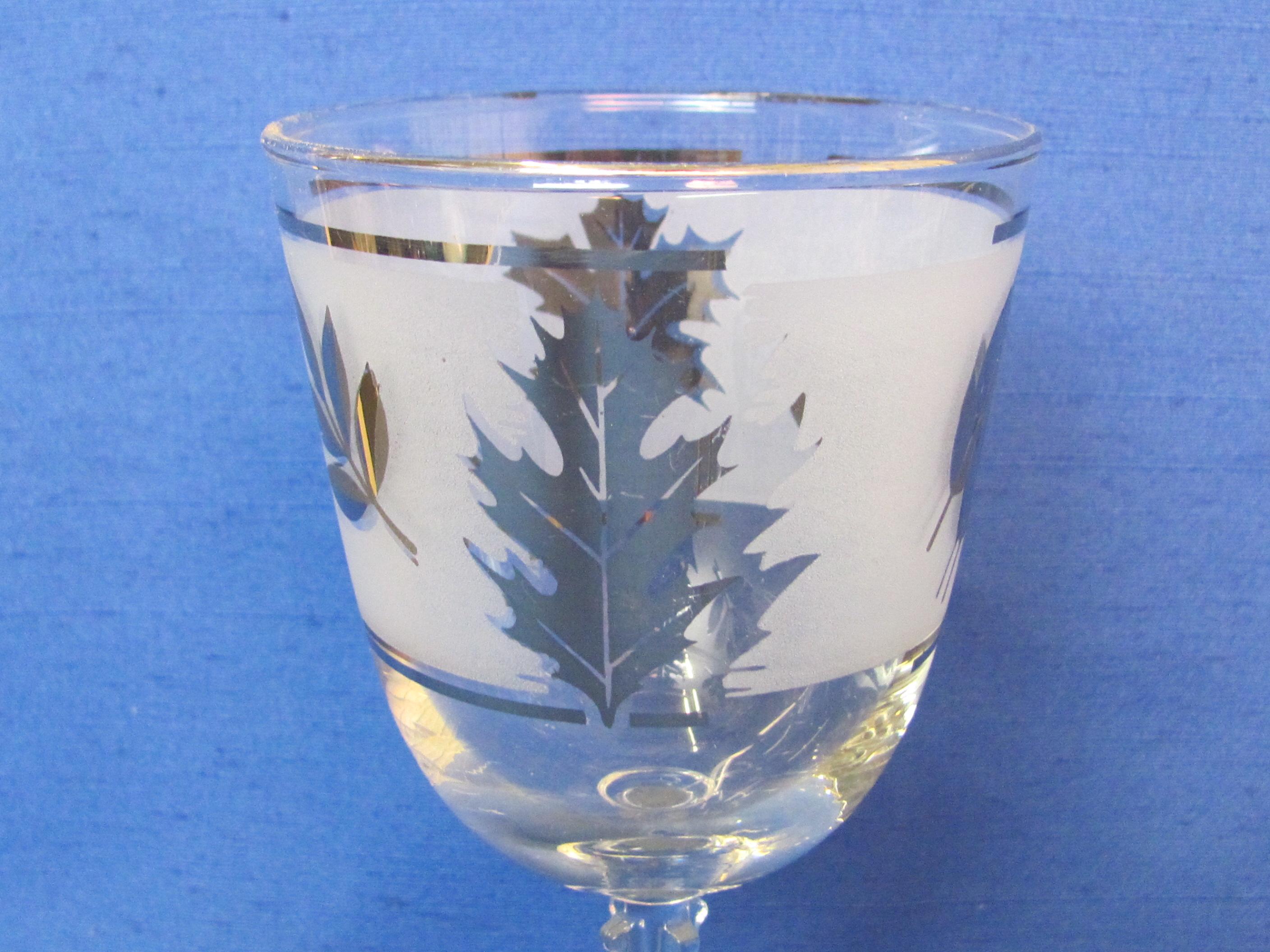 Set of 7 “Silver Leaf” Water Goblets by Libbey Glass – 7 1/4” tall