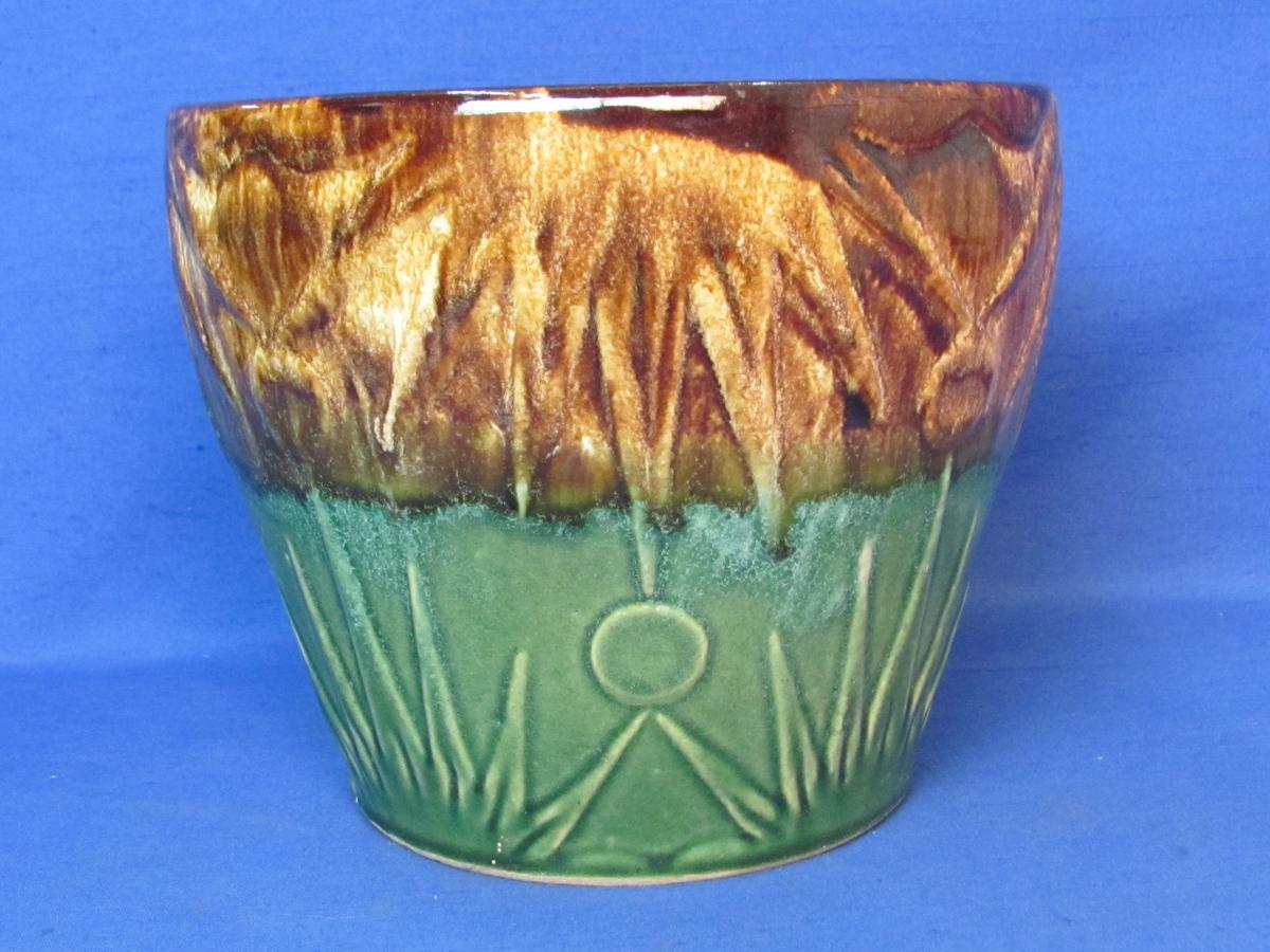 Vintage Pottery Planter/Jardiniere by Robinson Ransbottom – Moon & Stars – 6 3/4” tall