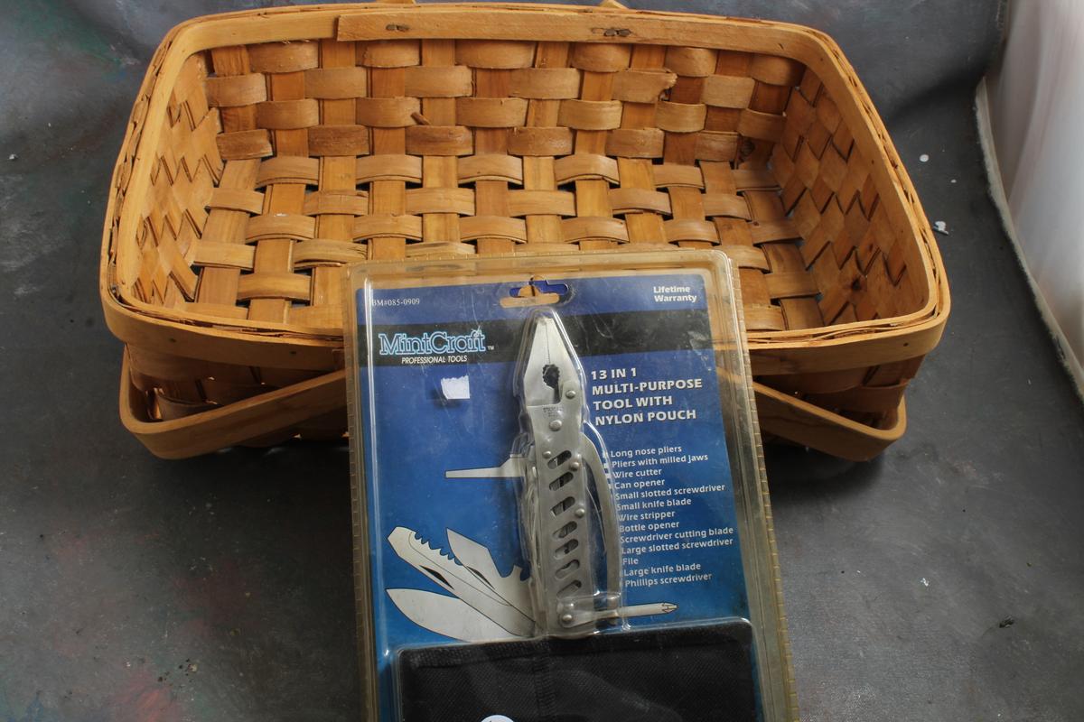 17" x 13" x 4" Basket with Handles & MintCraft 13 in 1 Multi-Purpose Tool NIP