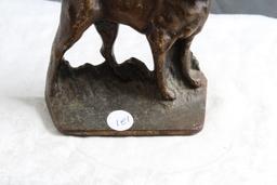 Vintage Brass Look French Bulldog Bookend Measures 5 7/8" Tall x 5" Long