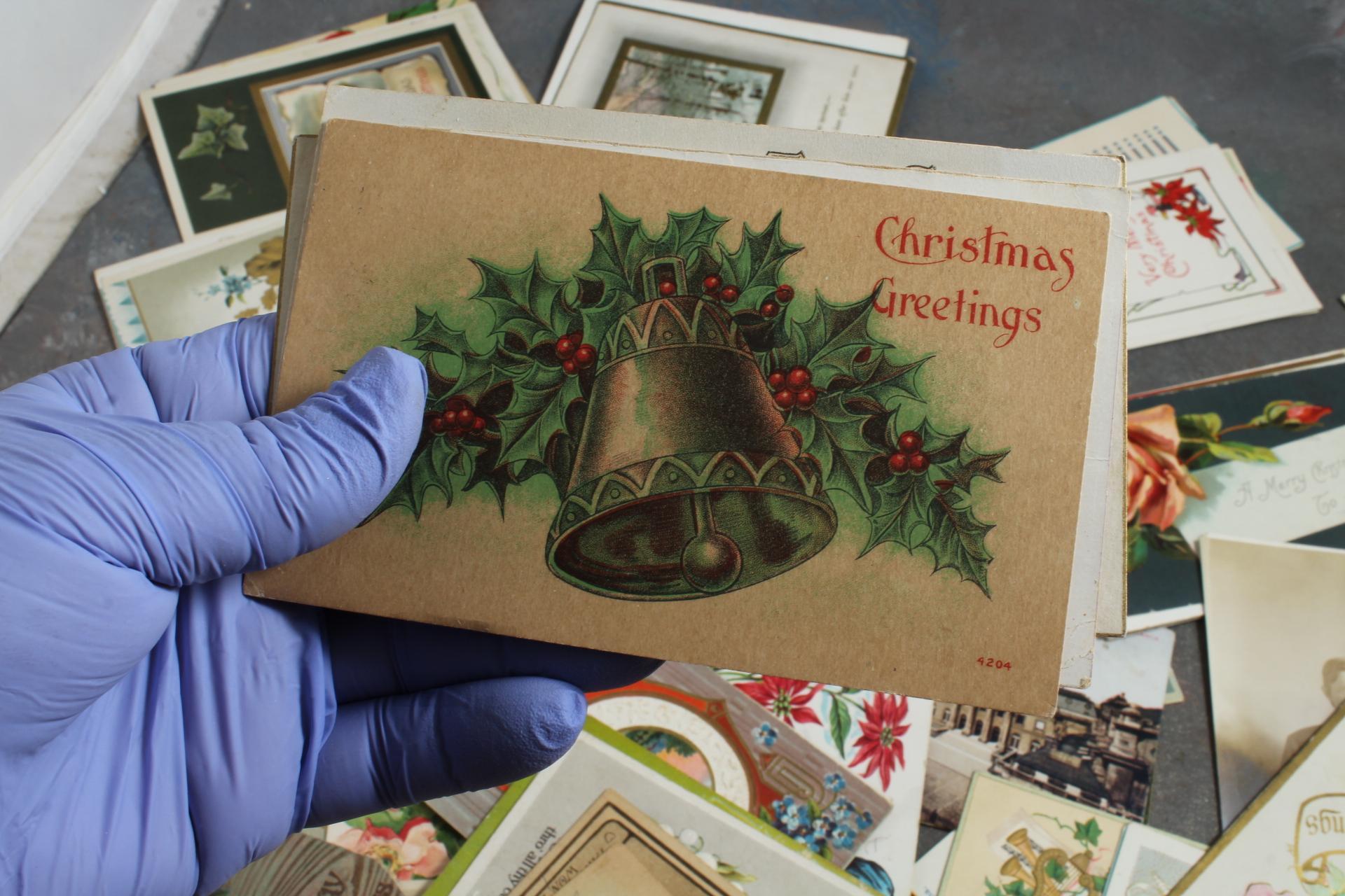 Large Lot Early 1900's Holiday Greeting Postcards Valentines, Christmas,