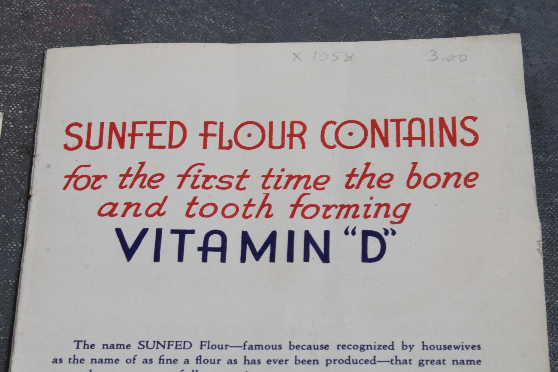 3 Antique Flour Advertising Pamphlets Sunfed Flour, Daniel Webster & Occident