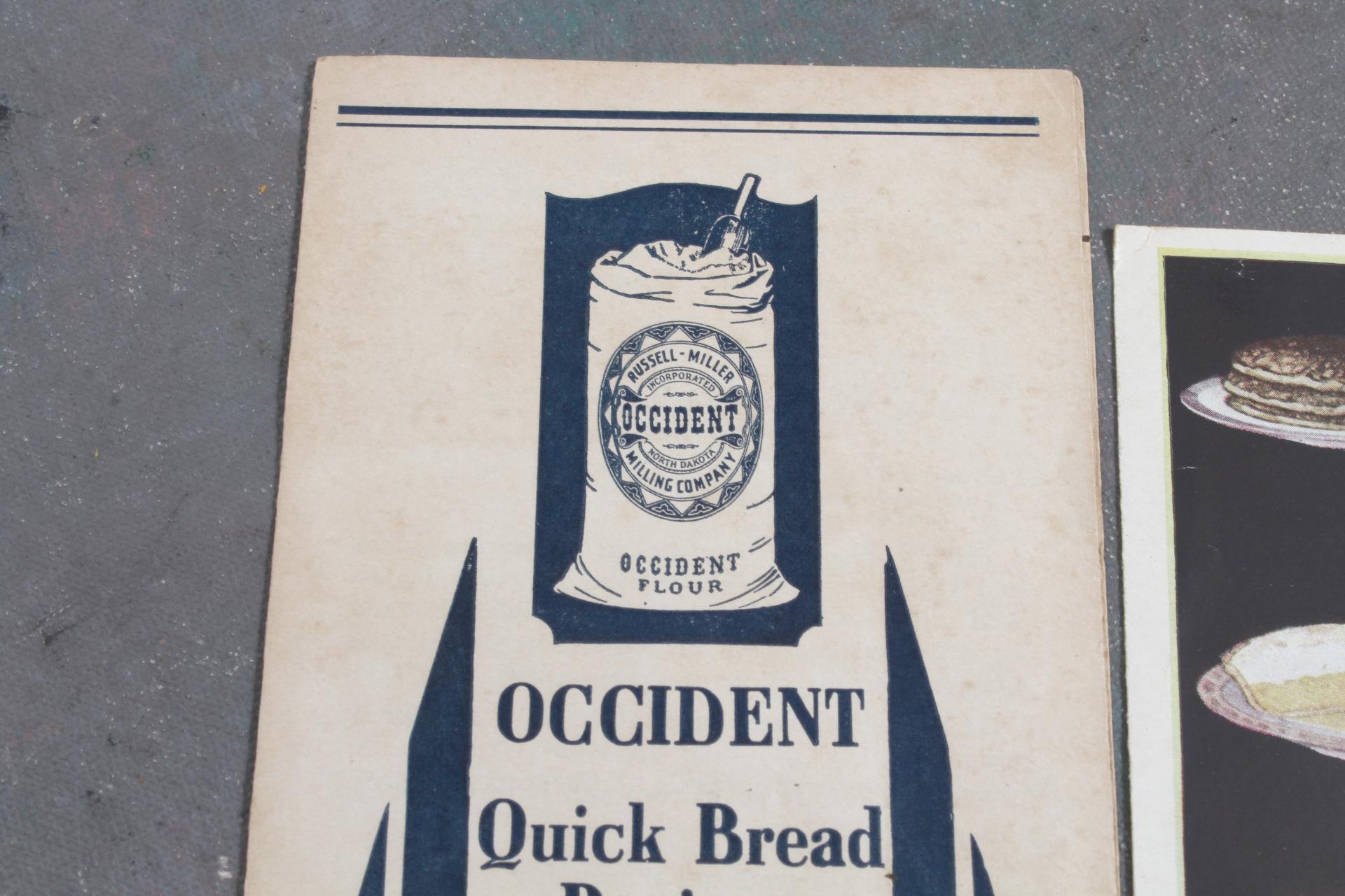 3 Antique Flour Advertising Pamphlets Sunfed Flour, Daniel Webster & Occident