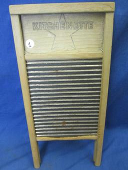 Kitchenette Washboard – Galvanized & Wood – Single Sided 18” T x 8 1/2” W appx