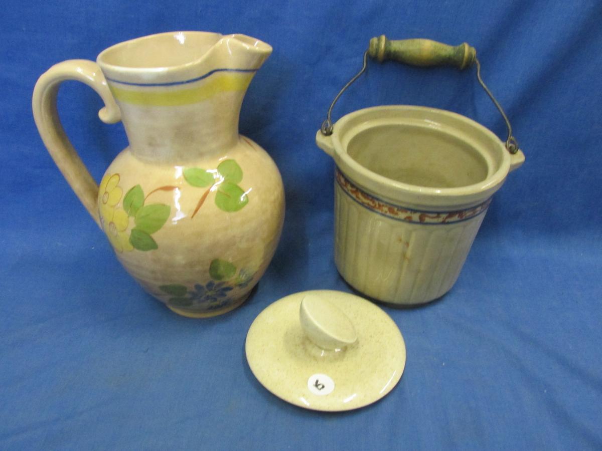 Vintage Red Wing Pottery – Yellow Rose Brittany Pitcher9 1/4” T  & Fridge Storage Crock
