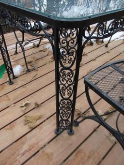 Vintage Wrought Iron Table with Chairs