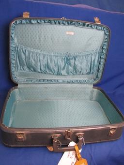 Vintage Suitcase – Hard Sided Luggage – Blue – 21” T x 16” L x 6” Deep