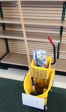 Mop Bucket with mop and 2 new mop heads included