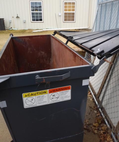 Garbage Dumpster 1.25 cu. Yard  58" x 32" x 32"  Recently totally refurbished, excellent condition.