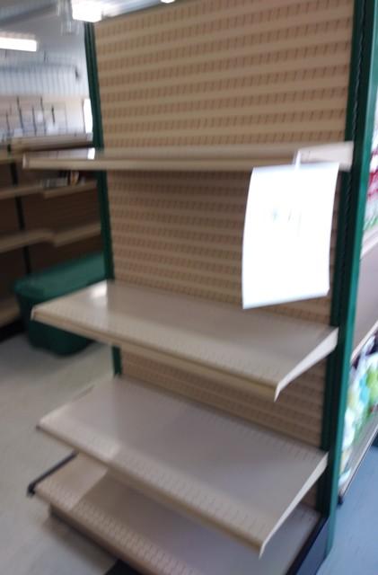 Lozier End Cap Display 72" x 3'  Hunter Green/Tan, Includes 3 add on shelves