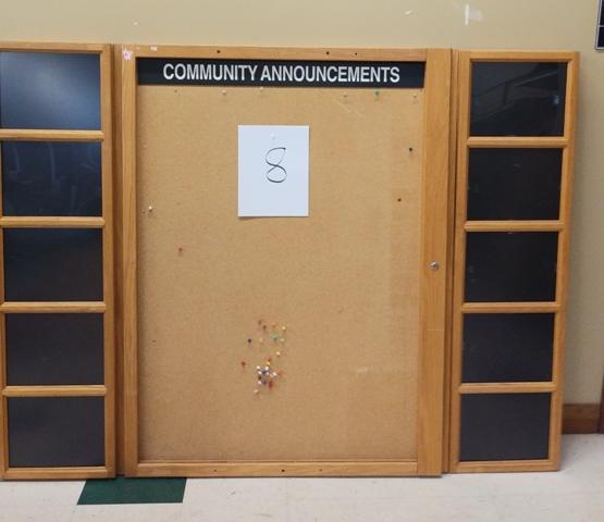 Wooden Announcement Board w/advertising wings  68.5" wide x 52" tall
