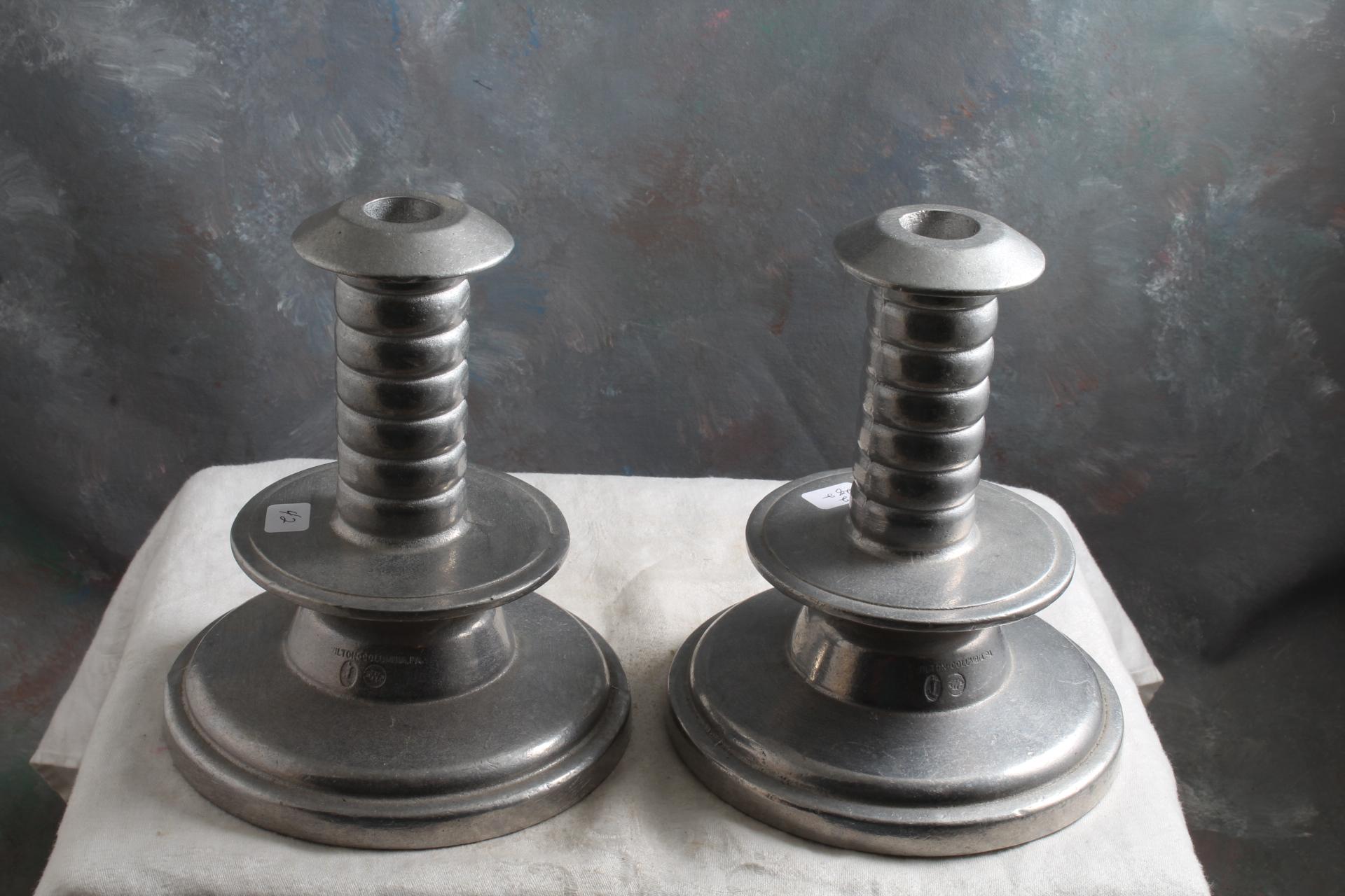 Wilton Armetal Early American Extremely Rare Pair of Candleholders 6 7/8" Tall