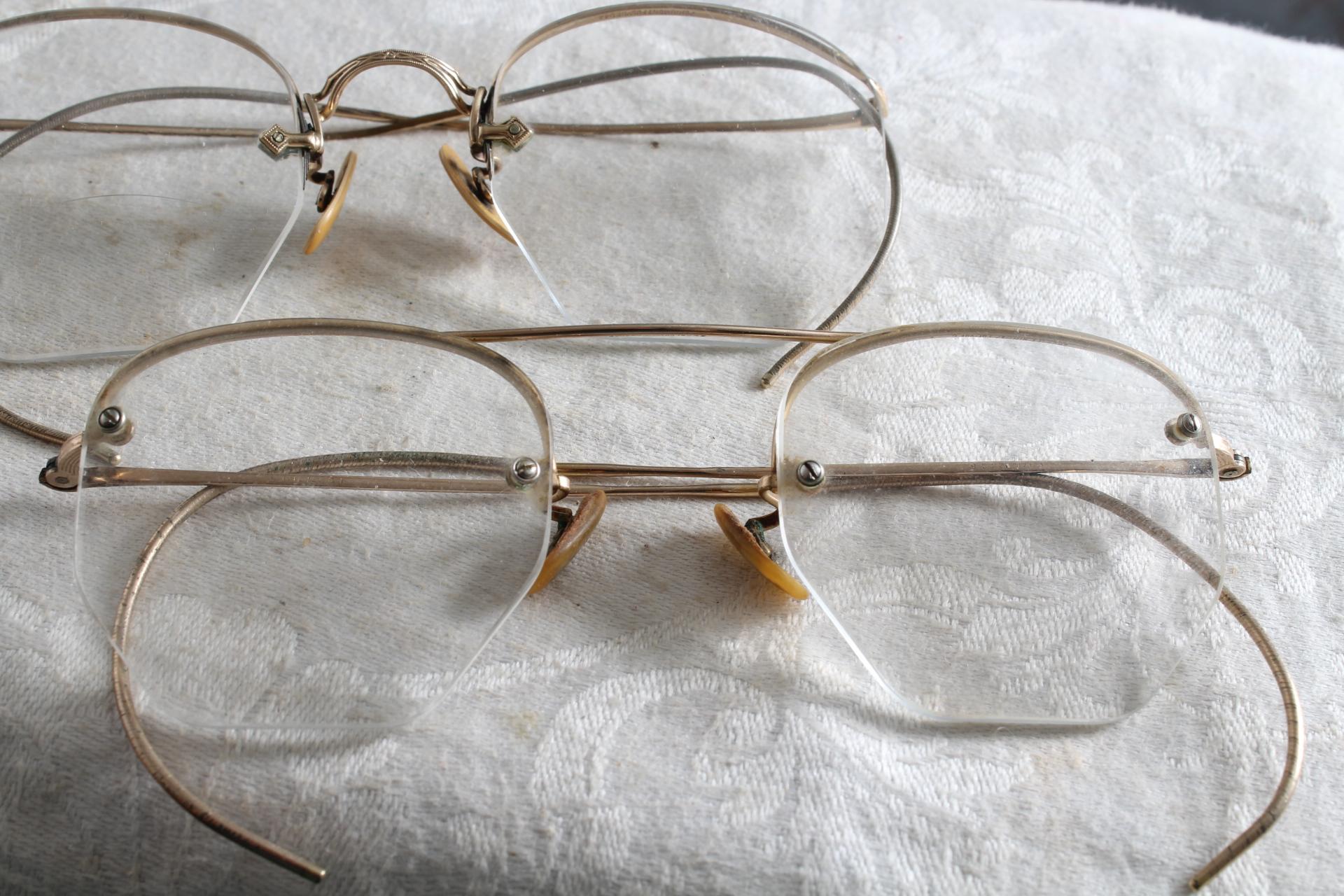 2 Pair of 12kt Gold Filled Antique Eyeglasses SHURON in Good Condition