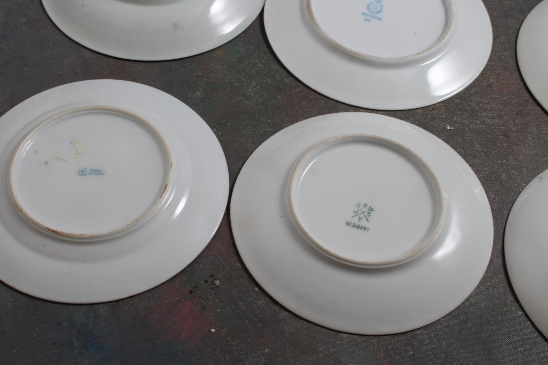 Lot of 6 Antique Handpainted Bread Plates Nippon Moriage, Bavaria, Germany,