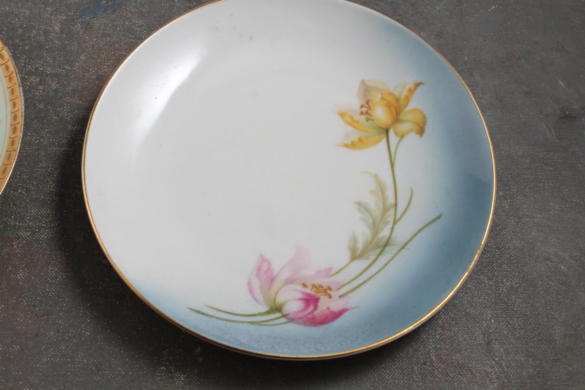 Lot of 6 Antique Handpainted Bread Plates Nippon Moriage, Bavaria, Germany,