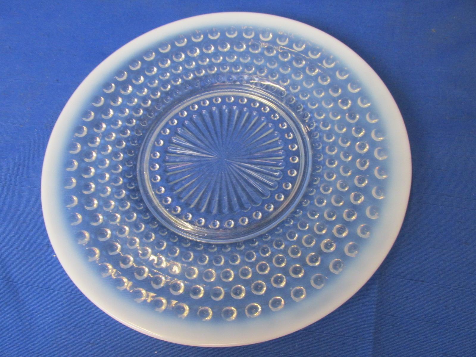 Vintage Moonstone 8 1/2” Snack Plate & 7 1/2” Divided Relish Bowl