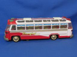1970s Battery Operated Touring Bus – Shanghai – In Original Box – Works – 14 1/2” long
