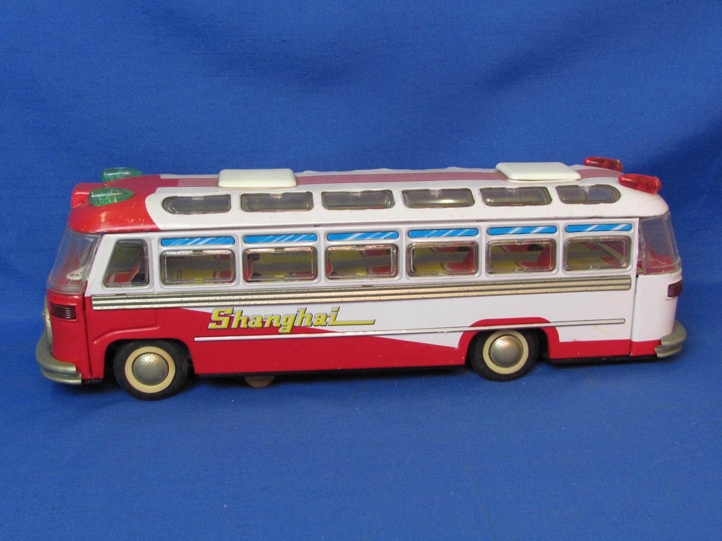 1970s Battery Operated Touring Bus – Shanghai – In Original Box – Works – 14 1/2” long