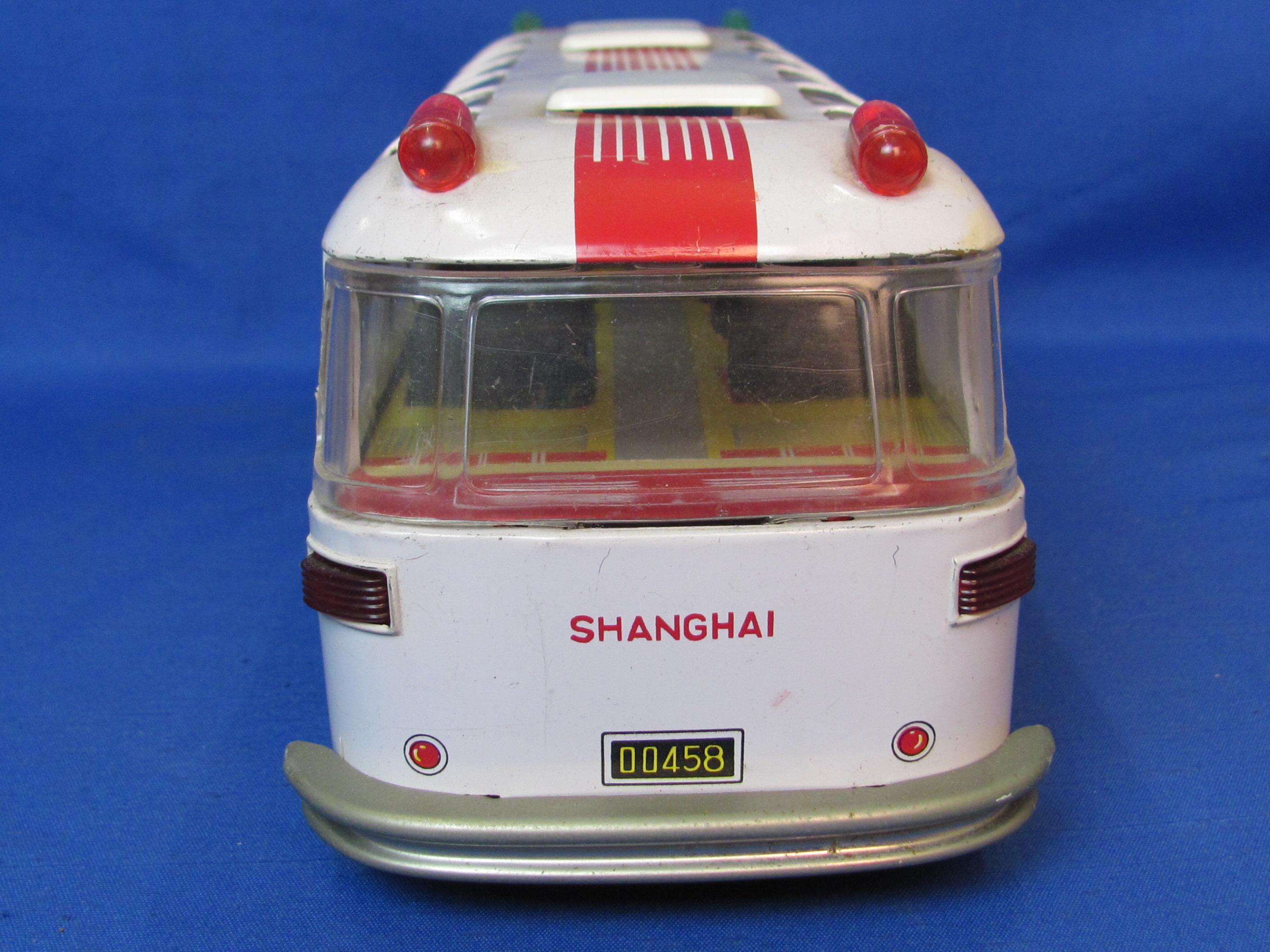 1970s Battery Operated Touring Bus – Shanghai – In Original Box – Works – 14 1/2” long