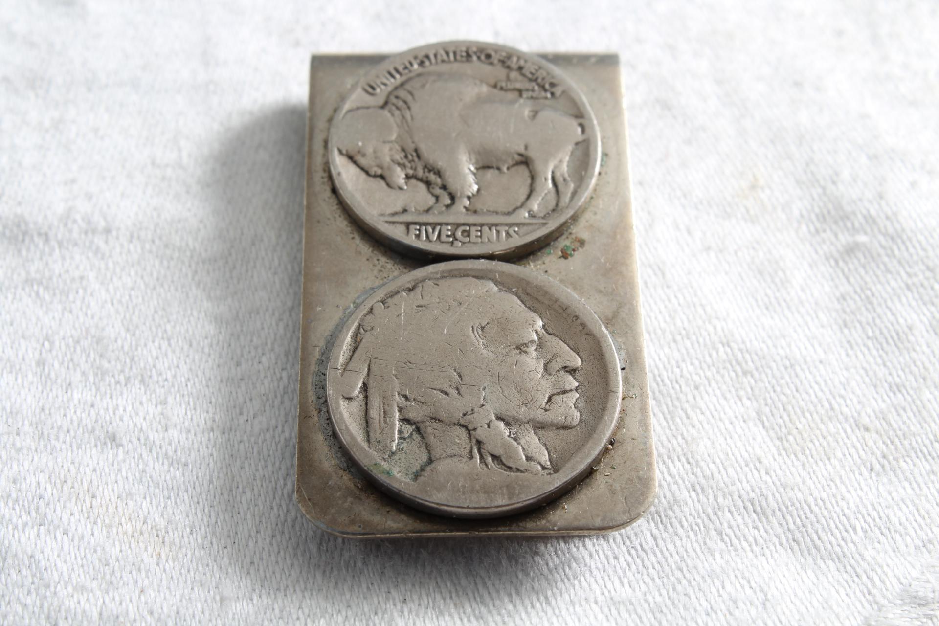 Money Clip with 2 Bufflao Nickles