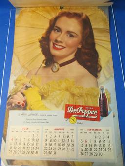 1948 Dr. Pepper Calendar-4 Sheets - 3 months per sheet – Each is 21 1/2” T x 13 1/2” W