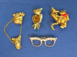 Fun Novelty Pins: Winnie the Pooh & Tigger – Eyeglasses – Owl – Koala Bear