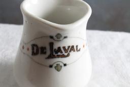 Vintage DeLaval Restaurant War Advertising Creamer Measures 2 1/4" Tall