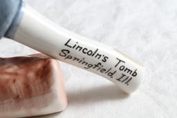 Vintage Lincoln's Tomb Springfield, Illinois Souvenir Salt & Pepper Ax & Log