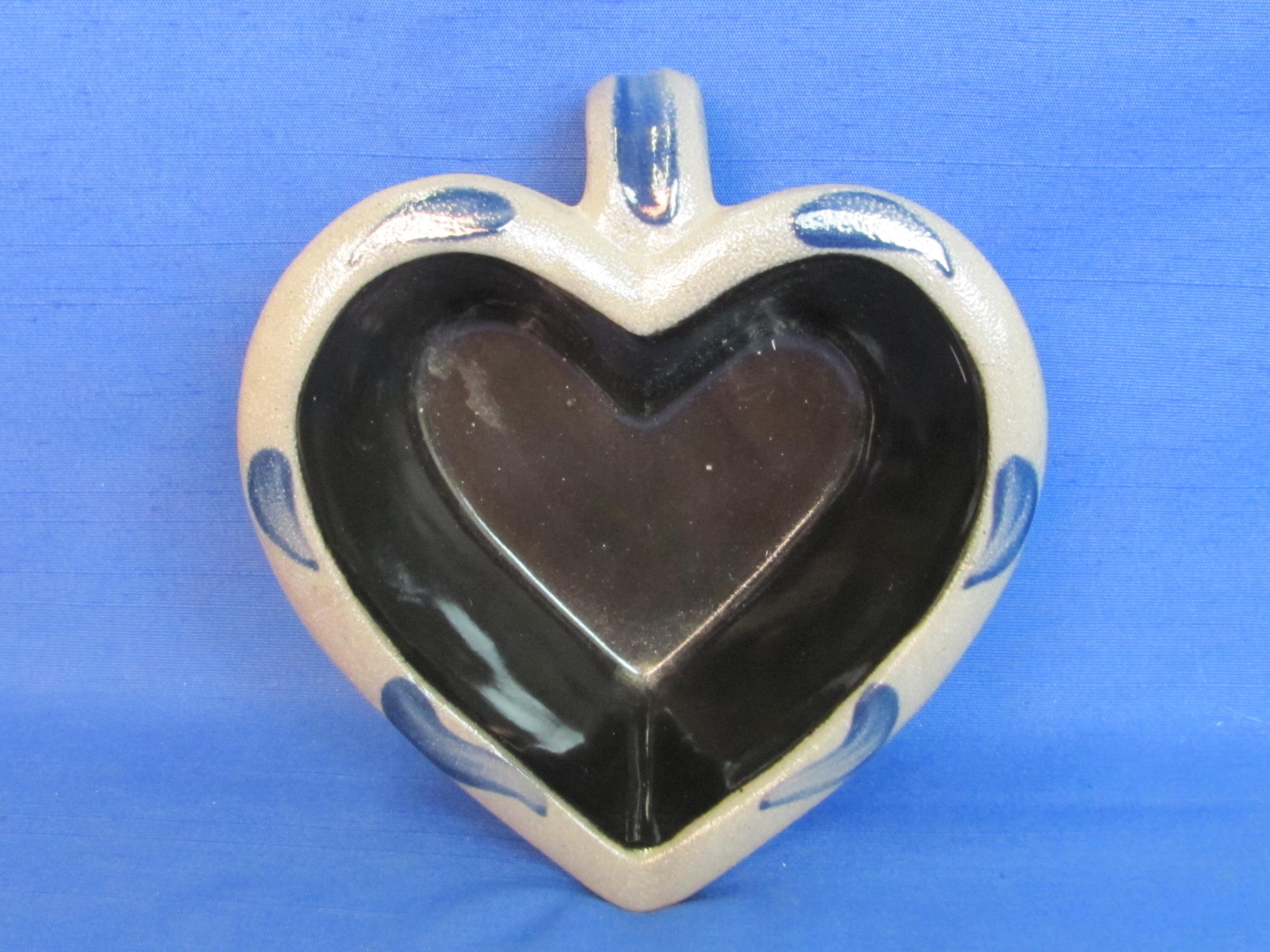 Heart Shaped Salt Glazed Stoneware Dish/Nappy – by Rowe Pottery Cambridge, WI