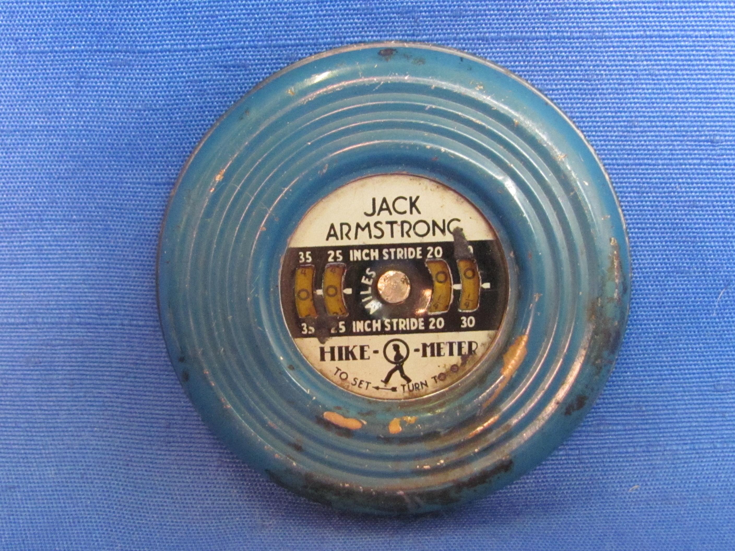 Vintage Jack Armstrong Hike-O-Meter (pedometer) 2 3/4” in diameter