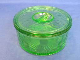 Hex Optic Round Refrigerator Dish by Jeannette Glass – 5 3/4” in diameter