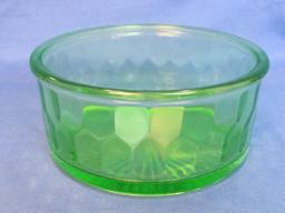 Hex Optic Round Refrigerator Dish by Jeannette Glass – 5 3/4” in diameter