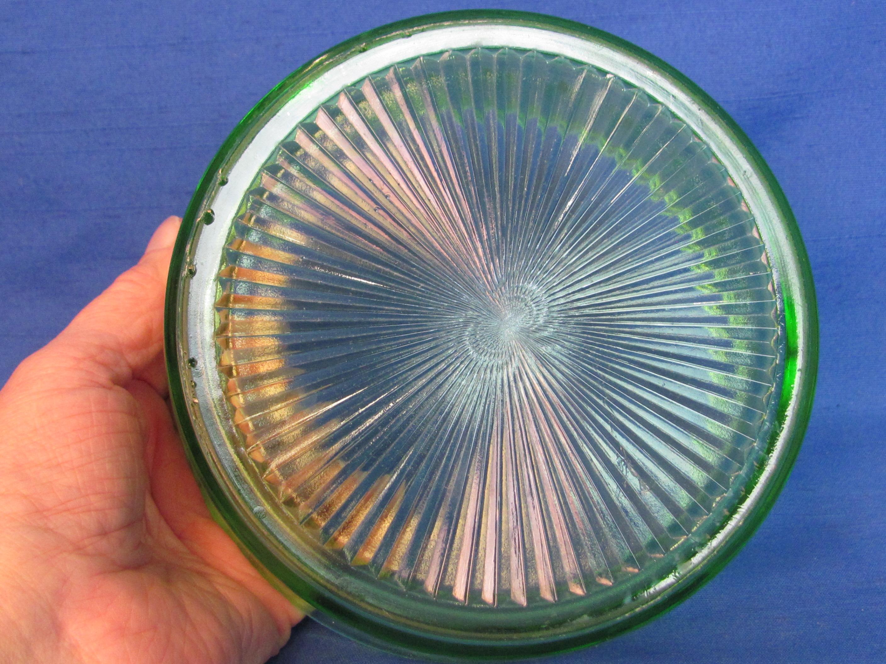 Hex Optic Round Refrigerator Dish by Jeannette Glass – 5 3/4” in diameter