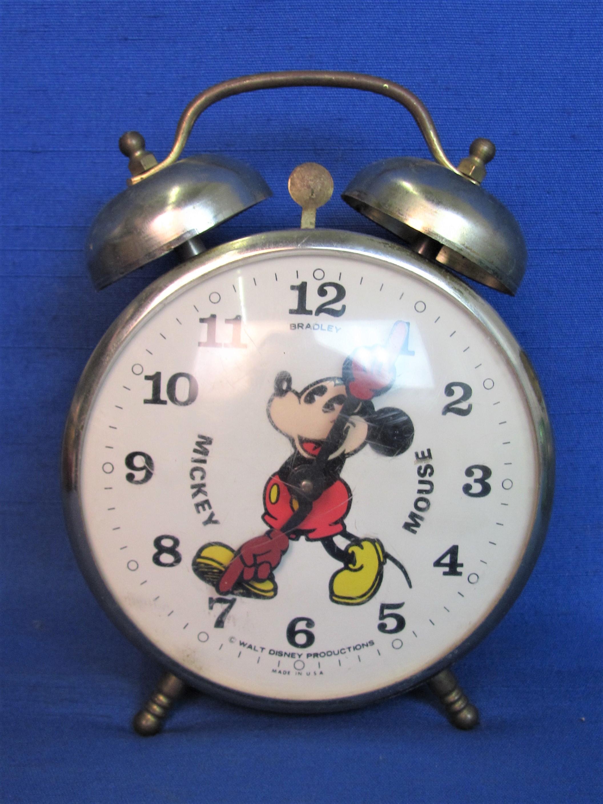 Vintage Mickey Mouse Alarm Clock by Bradley – Not working – Made in USA – 5 1/2” tall