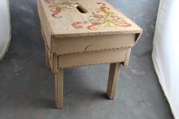 Vintage Signed Rosmalled Handmade Bench Stool 1980