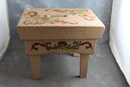 Vintage Signed Rosmalled Handmade Bench Stool 1980