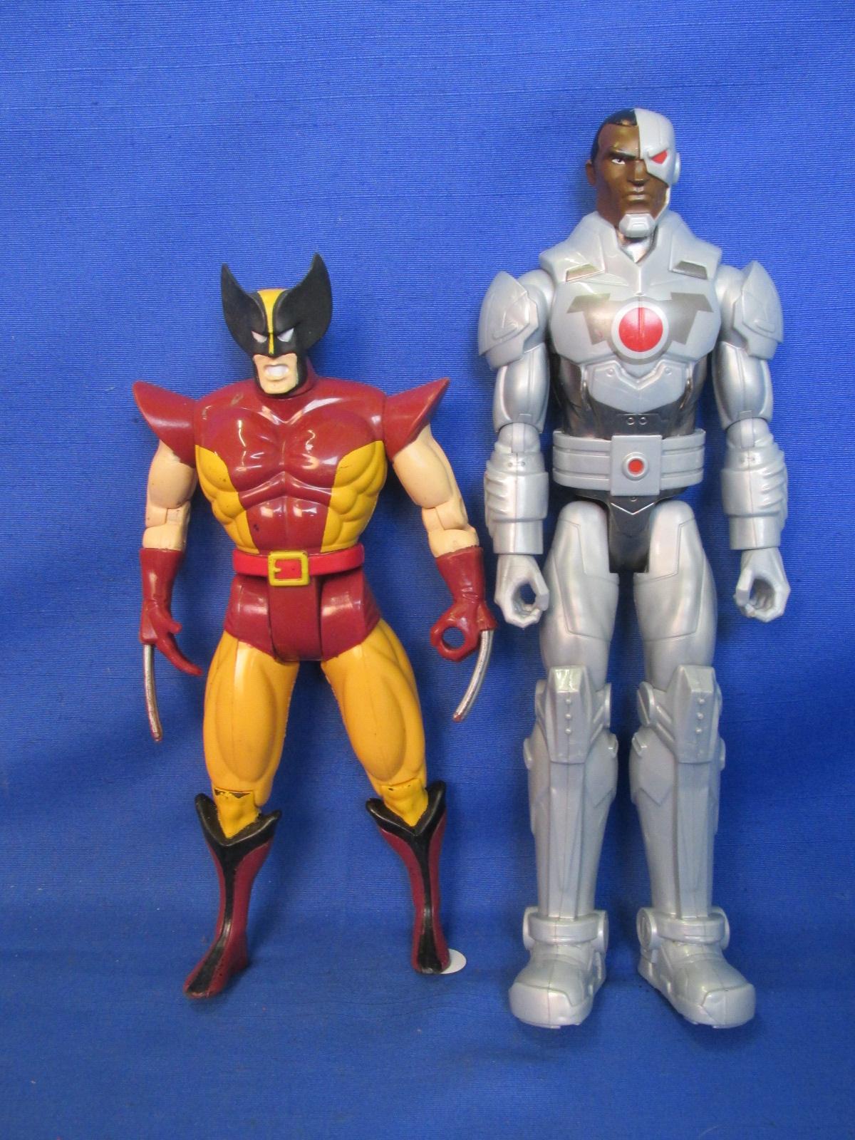 Pair of 12” Jointed Super- Hero Action Figures: Cyborg (D.C.) & Wolverine