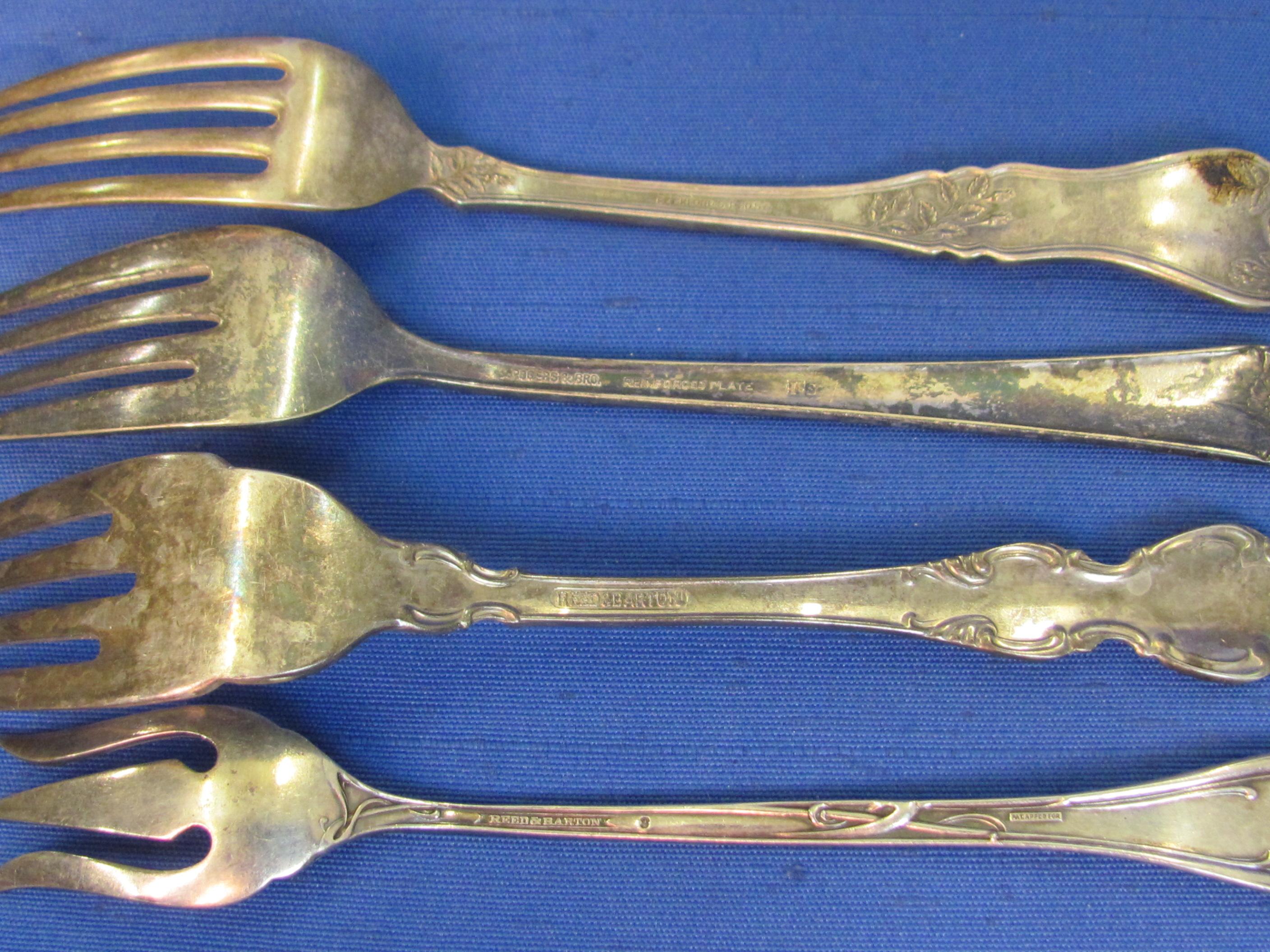 Mixed Lot of Vintage Silverplate Flatware: Spoons, Forks, Relish Forks