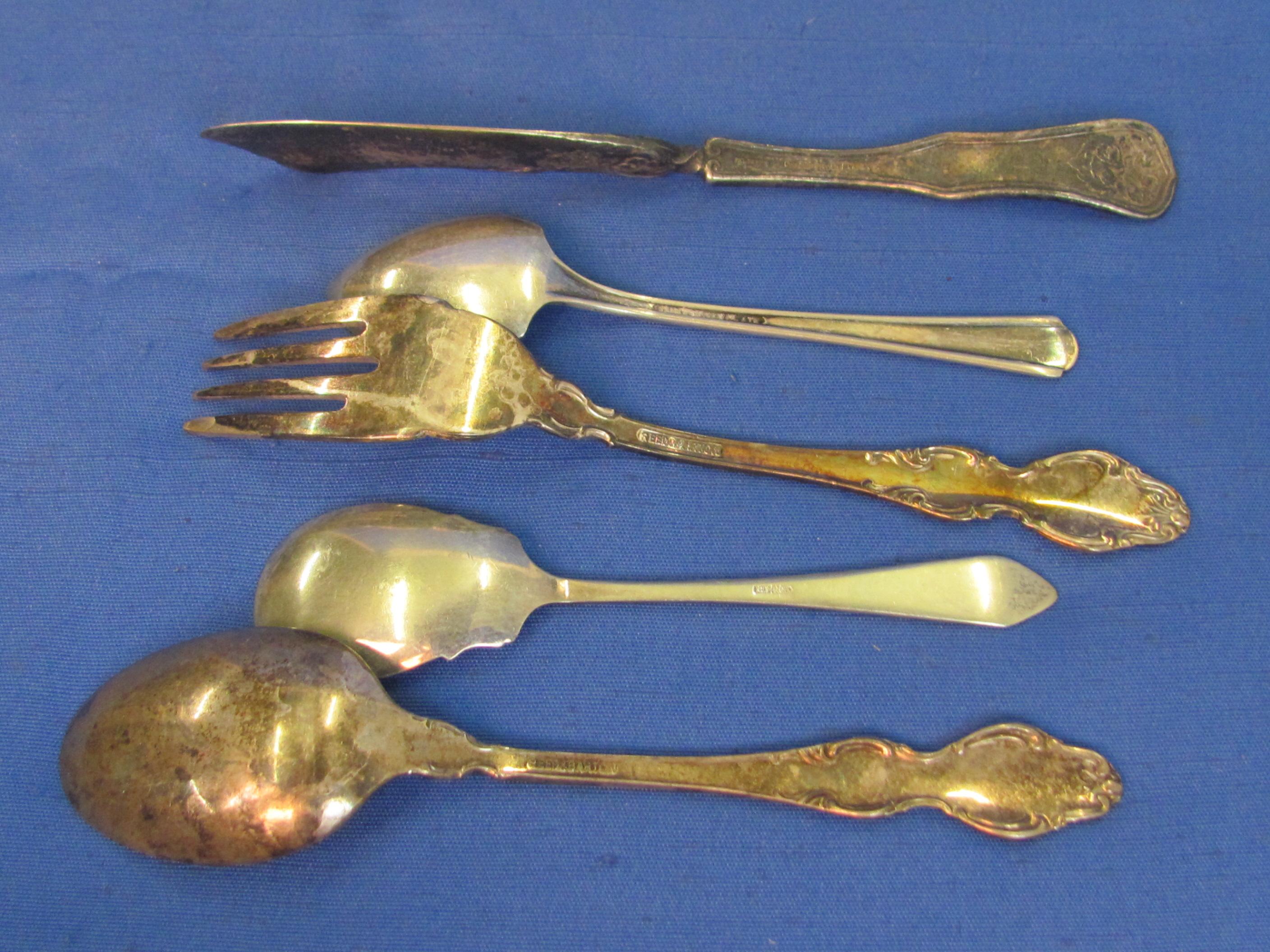 Mixed Lot of Vintage Silverplate Flatware: Spoons, Forks, Relish Forks