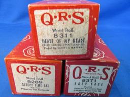 3 Vintage QRS Word Roll Piano Rolls – Very Good Condition – playable & in one piece