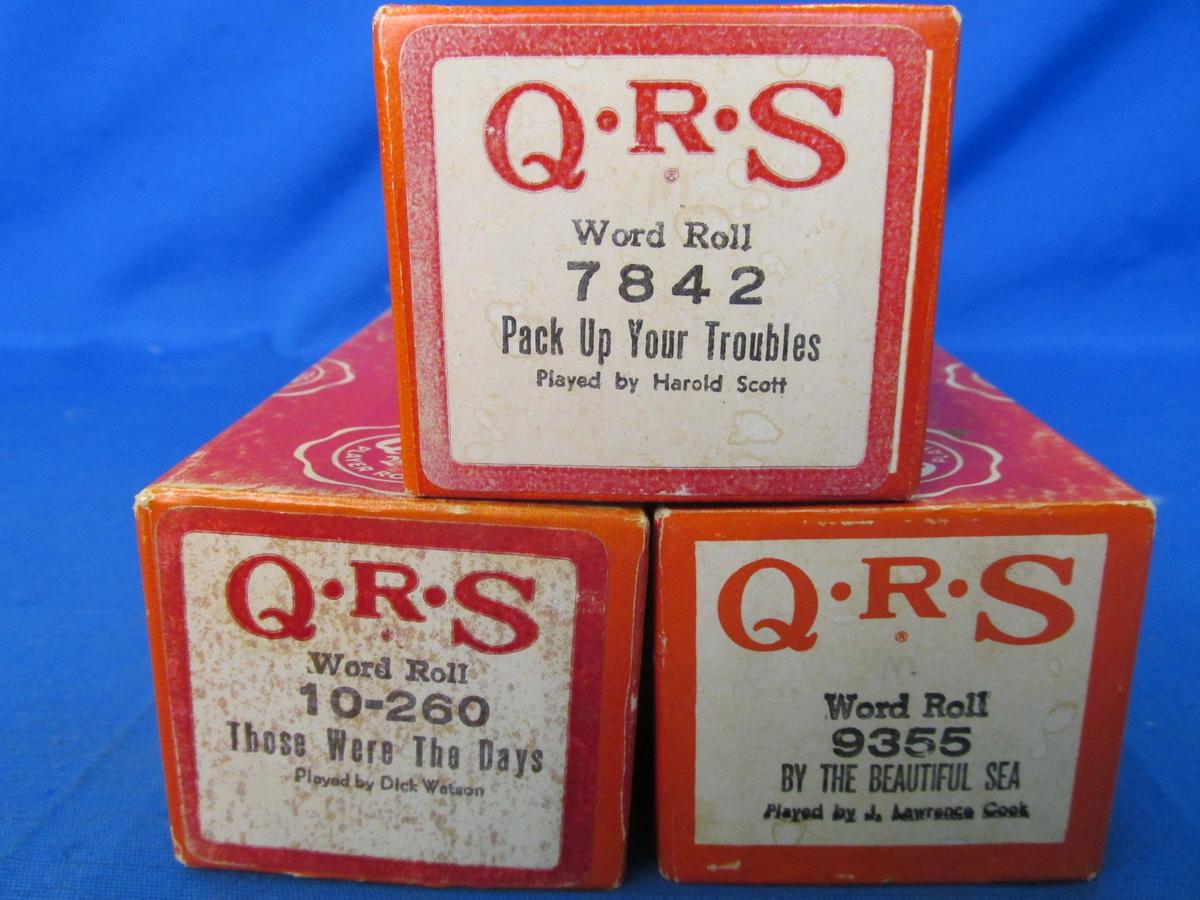 Vintage QRS Word Roll Piano Rolls -WWI Era, 1920's, & 1966 Songs – Very Good