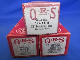 3 Vintage QRS Word Roll Piano Rolls – Very Good Condition – playable & in one piece