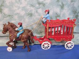 Cast Iron Overland Circus Wagon – 2 Horse team, 3 Drivers & a Polar Bear